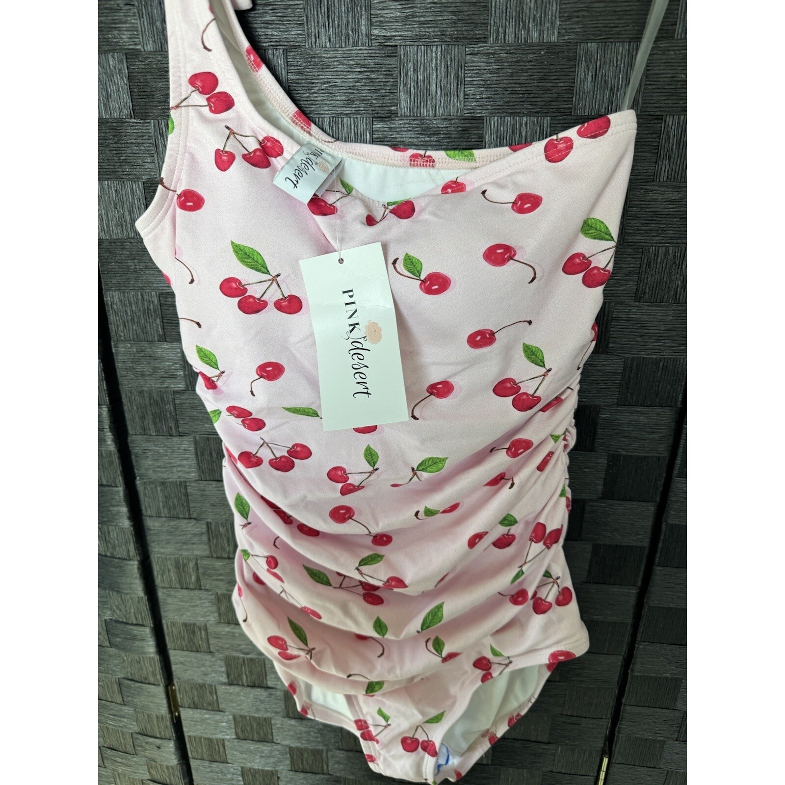 Pink Desert Women's Cherry One-Piece Swimsuit One Strap Size S Nwt — image 7 of 8